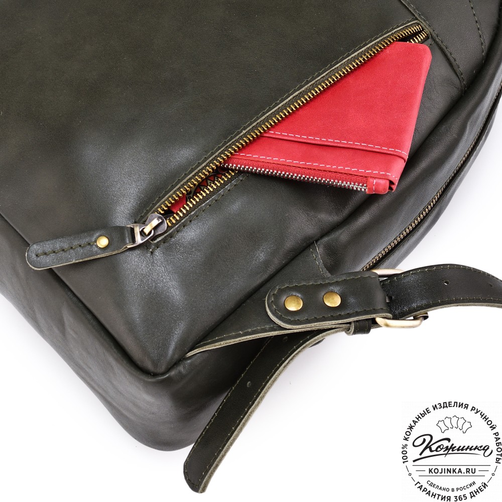 Кожаный рюкзак "Джессика" (хаки гладкая кожа)